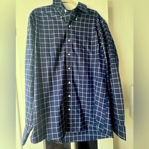 Lands' End Men's Navy Checkered Button Down Shirt